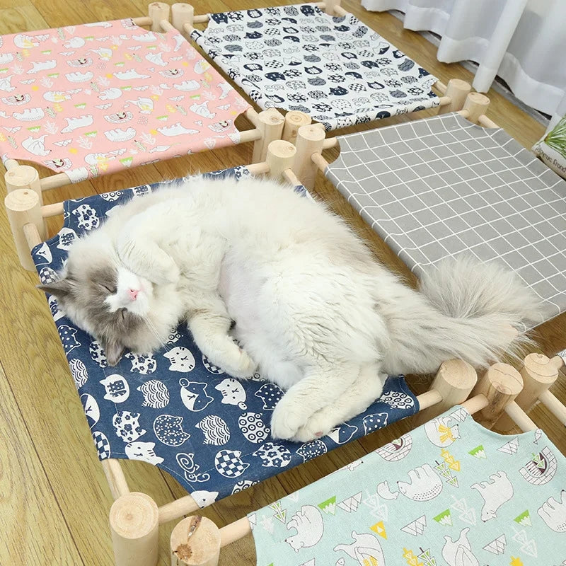 Wooden Cat Camp Bed for summer