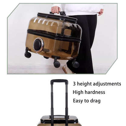 PetsLoveStory® Transparent Pet Travel Trolley